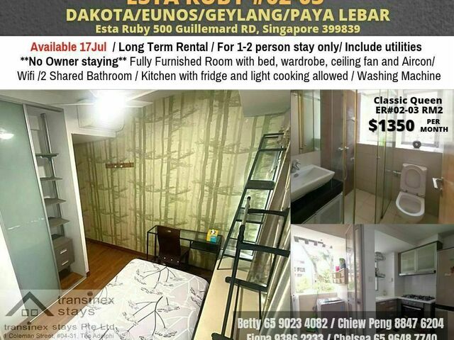 Room For Rent Paya Lebar Singapore Paya Lebar Mrt Eunos Mrt Dakota