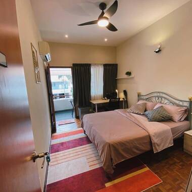 Vision co-living common room with balcony