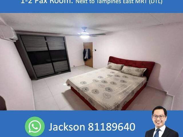 1-2 Pax Room next to Tampines East MRT (DTL)