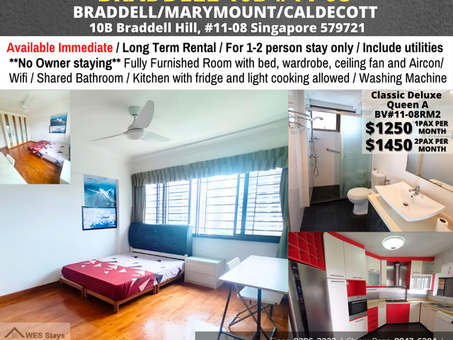 Toa Payoh room for rent/Caldecott, Braddell MRT/Common Room/1-2 pax/Available Immediate