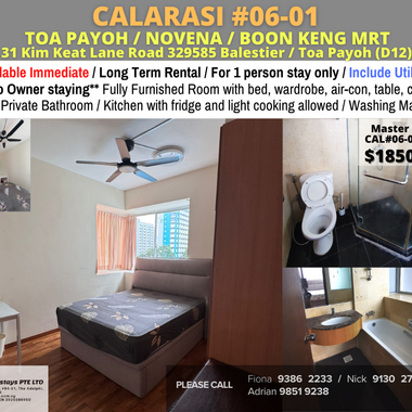 Available Immediate/Master room/No Owner Staying/Fully Furnished