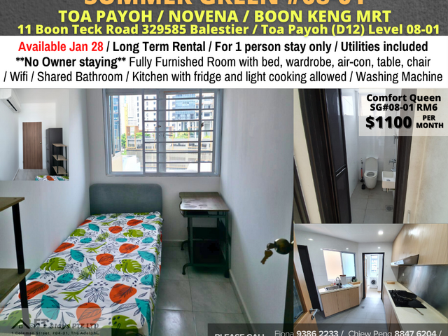 Room for rent / Toa Payoh / Boon Keng / Novena MRT / Common room / 1 pax stay / Available Jan 28