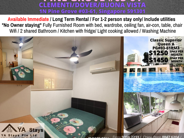 Room for rent/ Near Clementi, Dover MRT/ For 1-2 pax/ AVAILABLE IMMEDIATE