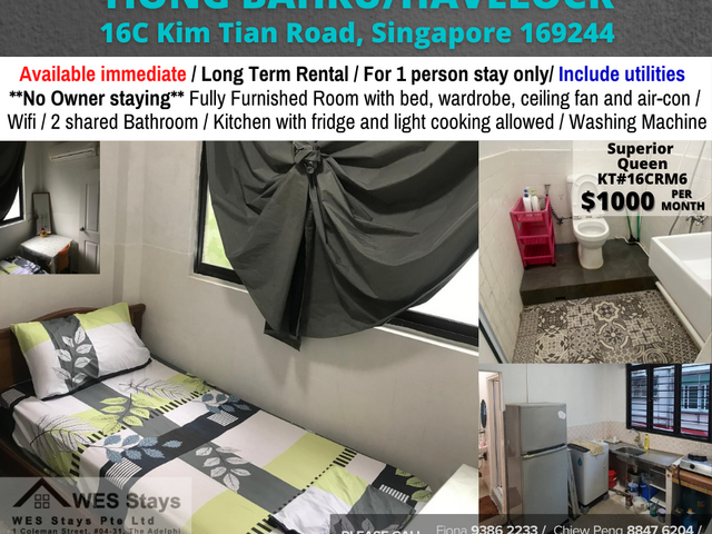 Room for rent/ Near Tiong Bahru, Havelock, Queenstown MRT/ For 1 pax stay / Available Immediately