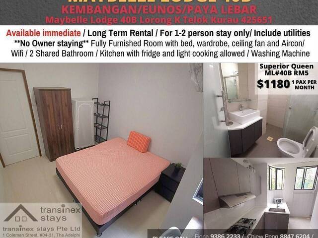 Room for rent / Kembangan, Eunos / Common room / 1pax stay / Available immediately