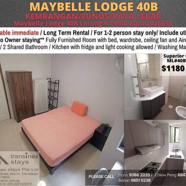 Room for rent / Kembangan, Eunos / Common room / 1pax stay / Available immediately