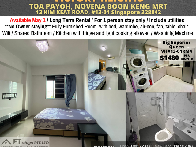 Room for rent / Toa Payoh, Novena / Common room / 1pax stay / Available May 1