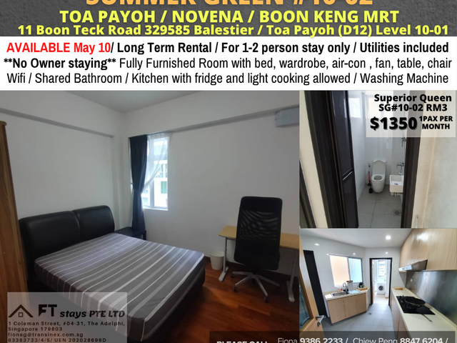Room for rent / Toa Payoh, Novena / Common room / 1pax stay / Available May 10