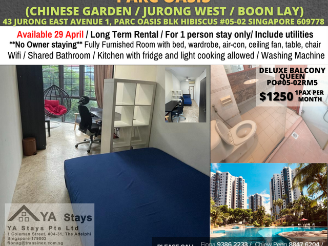 Room for rent / Chinesee Gardern, Jurong West, Boon Lay / Common room / 1pax stay / Available April