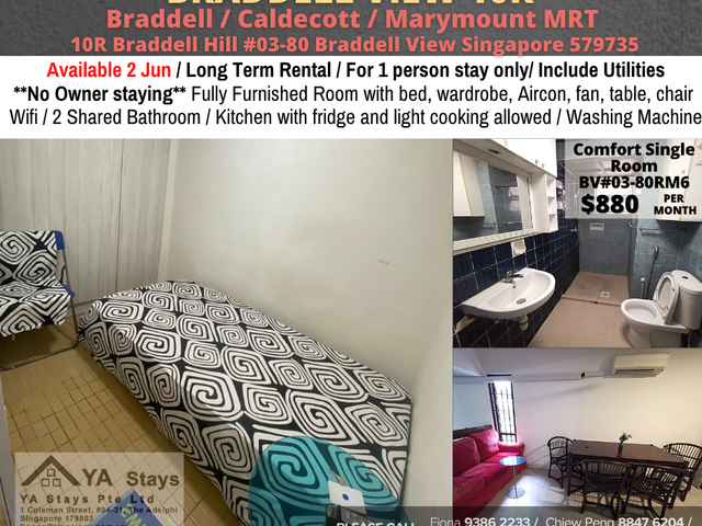 10R Braddell Hill/Braddell MRT/1 pax/Available 2 Jun
