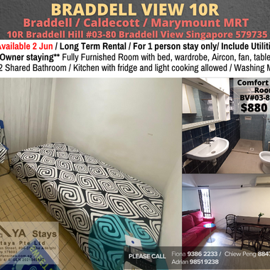 10R Braddell Hill/Braddell MRT/1 pax/Available 2 Jun