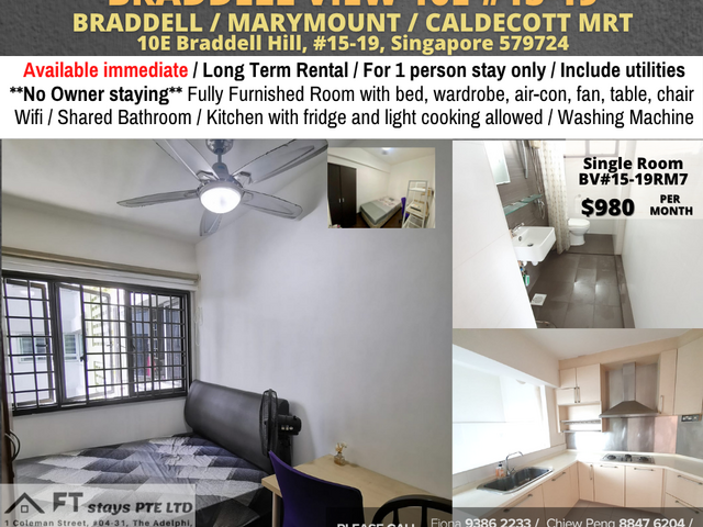 10E Braddell Hill/Braddell MRT/1 pax/Available Immediately