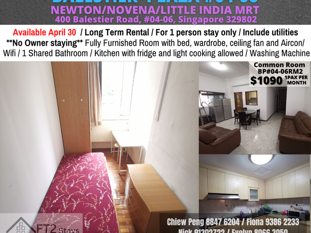 Available 30 April - Common Room/Include Utilities/Wifi/Aircon/No Agent Fee/Light Cooking Allowed/W