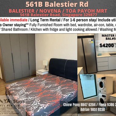 561B Balestier, Singapore 329877/BALESTIER / NOVENA / TOA PAYOH MRT/ 1-6 pax/Available Immediately