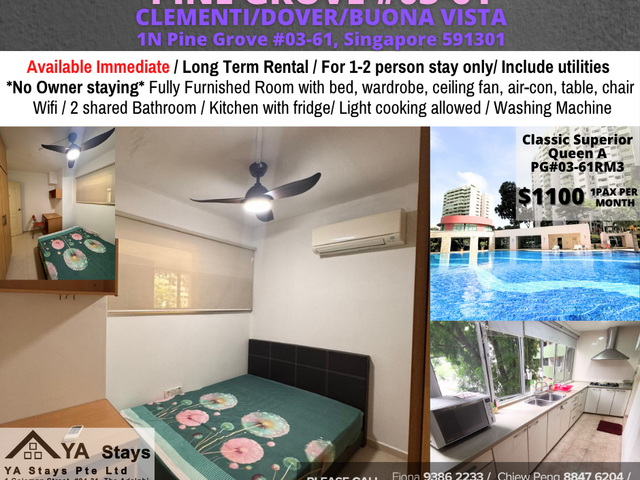 1N Pine Grove/Common Room/1-2 pax/Available Immediately