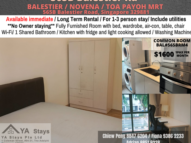 Room for rent / BALESTIER / NOVENA / Common room / 1pax stay / Available immediate