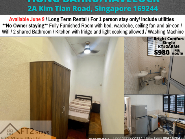 Available 9 June- Common Room/Include Utilities/Wifi/Aircon/No Agent Fee/Light Cooking Allowed/Wash
