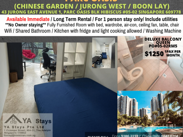 Room for rent / Chinesee Gardern, Jurong West, Boon Lay / Common room / 1pax stay / Available April
