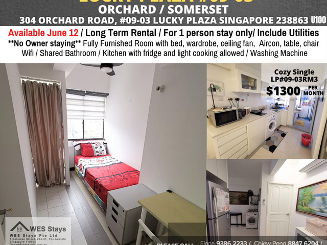Room for rent / ORCHARD / SOMERSET / Common room / 1pax stay / Available June 12