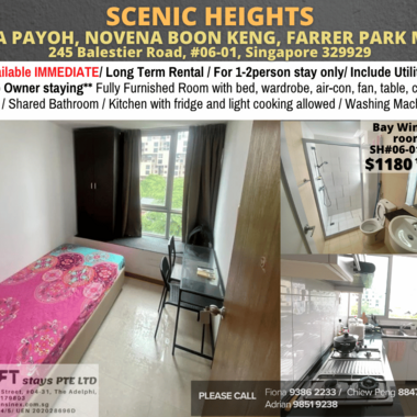 Scenic Heights/Near Novena MRT NS20/1-2 pax/Available 7 May