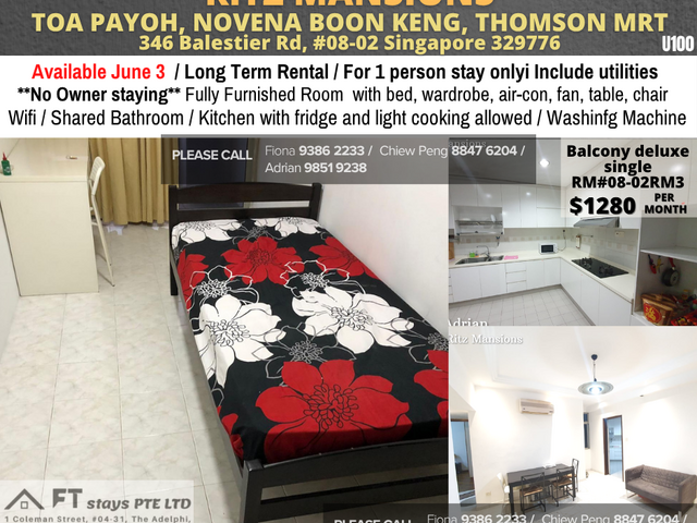 Room for rent / Toa Payoh, Novena / Common room / 1pax stay / Available June 3