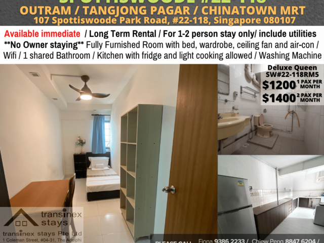 Room for rent / Outram, Tangjong Pagar, Chinatown MRT / Common room / 1-2 pax stay / Available April