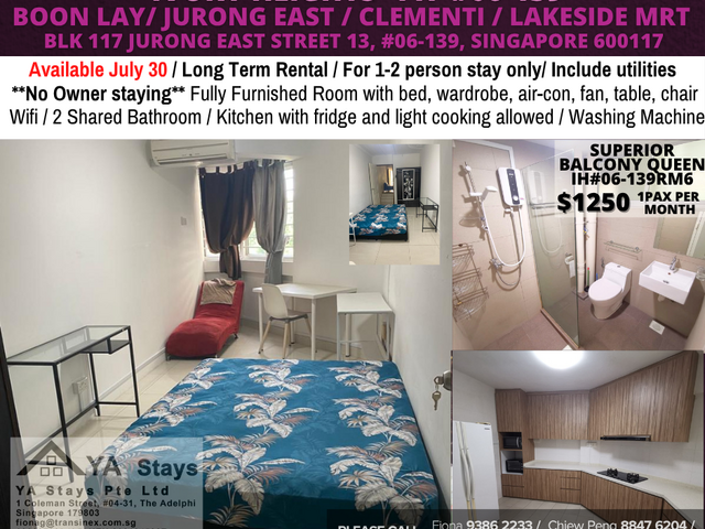 Room for rent /Clementi Park / Jurong / Common room / 1pax stay / Available July 30