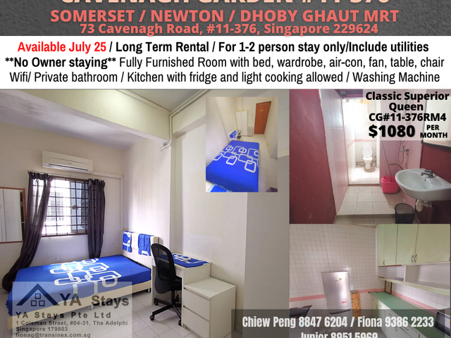 CAVENAGH GARDEN/73 Cavenagh Road, #11-376, Singapore 2296... pax/Available July 25
