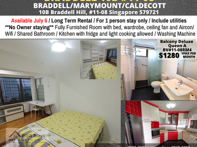 10B Braddell Hill/Common room/1 pax/Available July 6