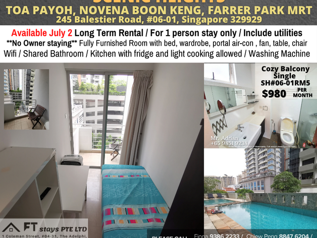 Room for rent / Balestier, Toa Payoh. / Common room / 1pax stay / Available July 2