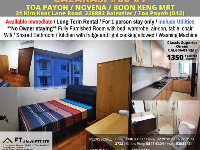 Room for Rentl/Calarasi 31 Kim Keat Lane Road, Singapore 3288... pax/Available Immediately