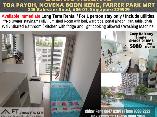 Room for rent / Balestier, Toa Payoh. / Common room / 1pax stay / Available Immediate