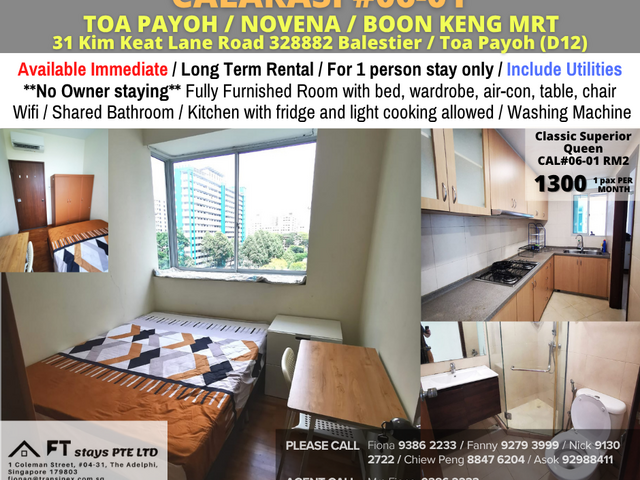 CALARASI/31 Kim Keat Lane Road, Singapore 3288... pax/Available Immediately