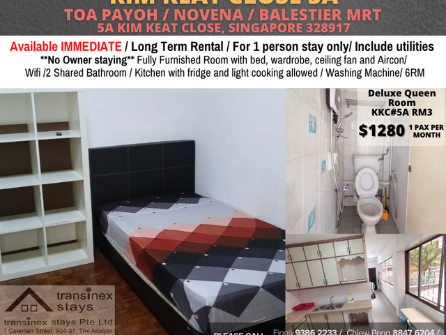 Room for rent / TOA PAYOH / NOVENA / Common room / 1pax stay / Available immediate