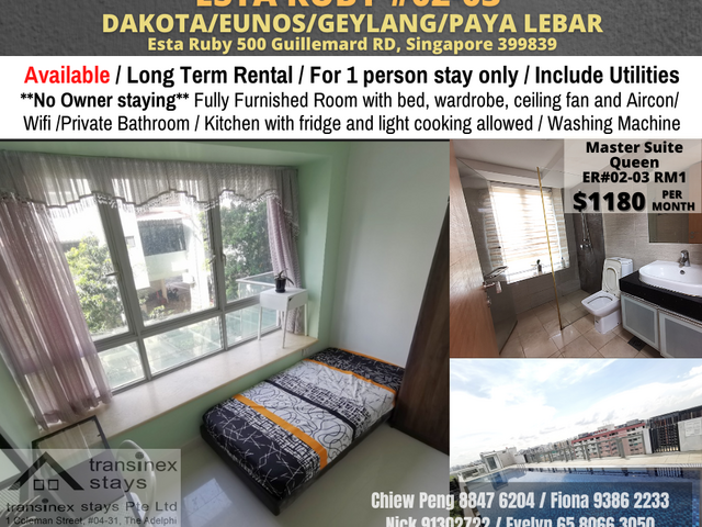 Room for rent / GEYLANG / Common room / 1pax stay / Available Immediately