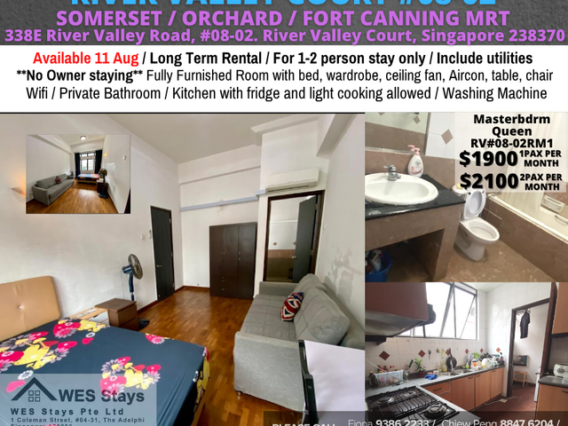 Room for rent / SOMERSET / Master room / 1, 2 pax stay / Available Aug 11