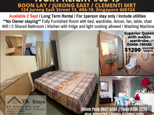 Room for rent / Jurong East / Common room / 1pax stay / Available 2 Sept