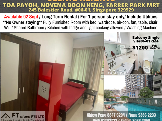 Room for rent / NOVENA / Common room / 1pax stay / Available Sept 2