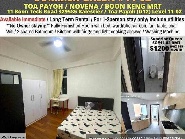 11 Boon Teck Road/Summer Green/Classic room/1 pax/Available immediate