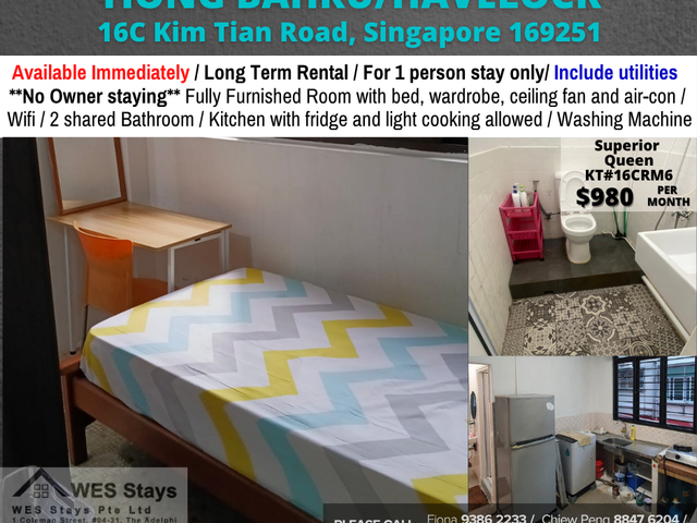 Room for rent / TIONG BAHRU/HAVELOCK / Common room / 1pax stay / Available Immediately