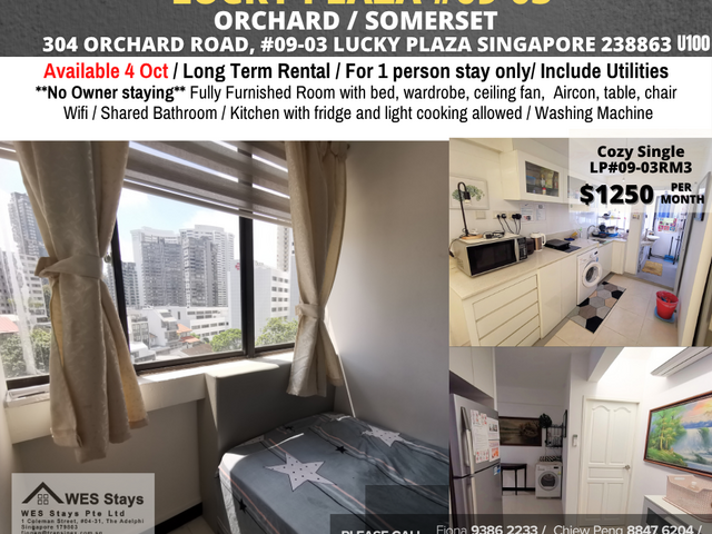 Room for rent / ORCHARD / Common room / 1pax stay / Available 4 Oct