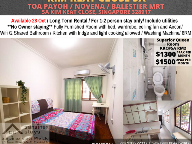Room for rent / Toa Payoh / Common room / 1-2 pax stay / Available 28 Oct