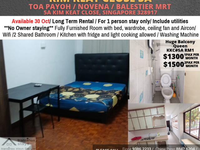 Room for rent / Toa Payoh / Common room / 1pax stay / Available 30 Oct
