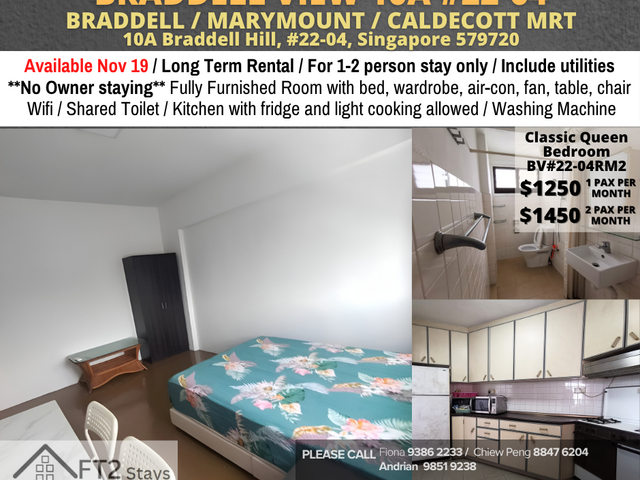 Room for rent / BRADDELL / Common room / 1-2 pax stay / Available Nov 19