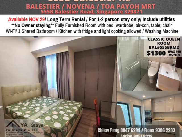 Room for rent / Balestier / Classic Queen room / 1pax stay / Available NOV 29