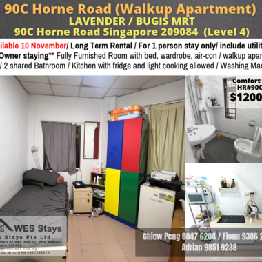 Room for rent / BUGIS MRT / Classic BEDROOM / 1pax stay / Available NOV 10