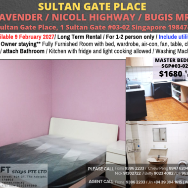 Room for rent / LAVENDER / MASTER BEDROOM / 1pax stay / Available 9 Feb 2027