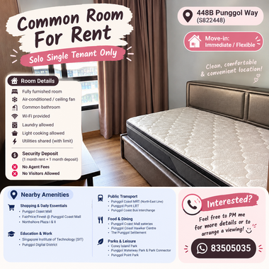 Common Room For Rent, SINGLE TENANT ONLY